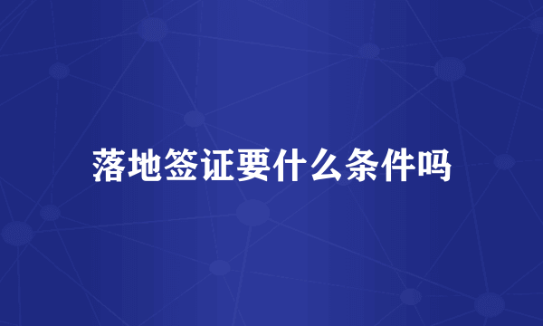 落地签证要什么条件吗