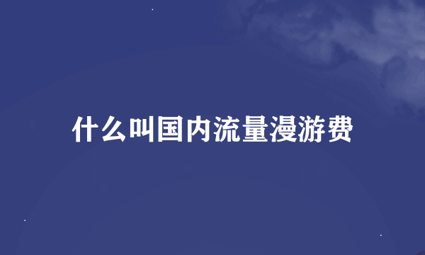 什么叫国内流量漫游费