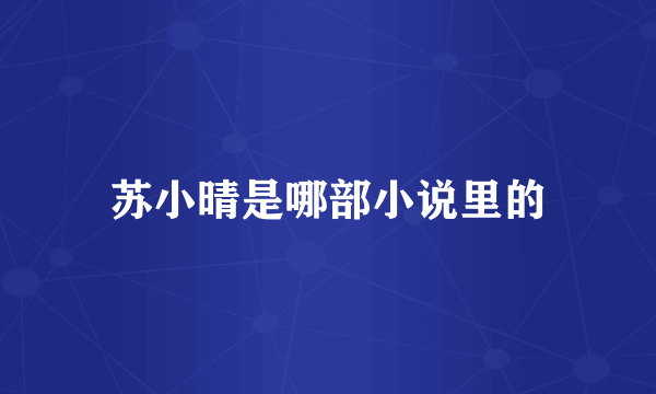 苏小晴是哪部小说里的