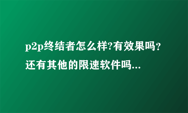 p2p终结者怎么样?有效果吗？还有其他的限速软件吗？好点的？