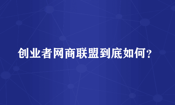 创业者网商联盟到底如何？