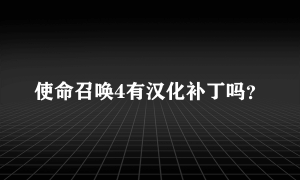 使命召唤4有汉化补丁吗？