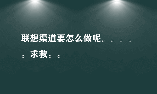 联想渠道要怎么做呢。。。。。求救。。