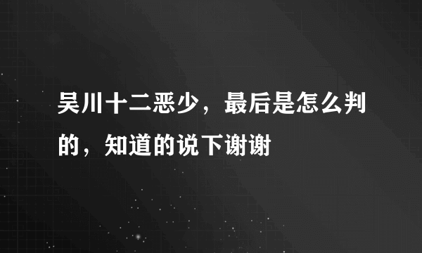 吴川十二恶少，最后是怎么判的，知道的说下谢谢