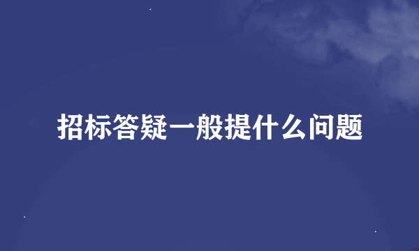 招标答疑一般提什么问题