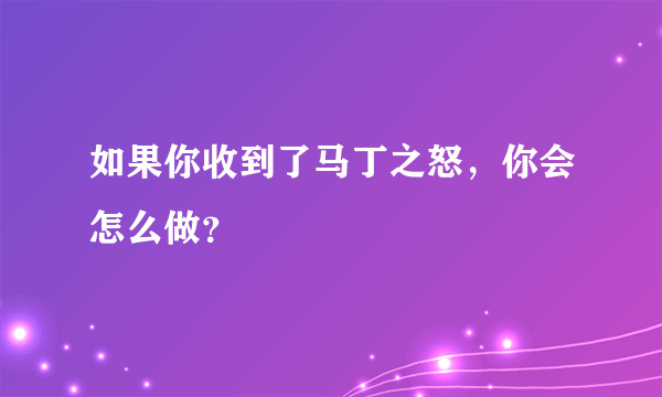 如果你收到了马丁之怒，你会怎么做？