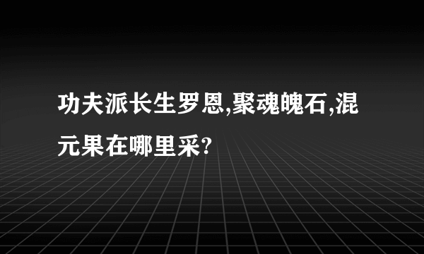 功夫派长生罗恩,聚魂魄石,混元果在哪里采?