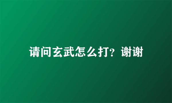 请问玄武怎么打？谢谢