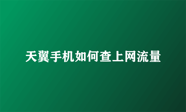 天翼手机如何查上网流量