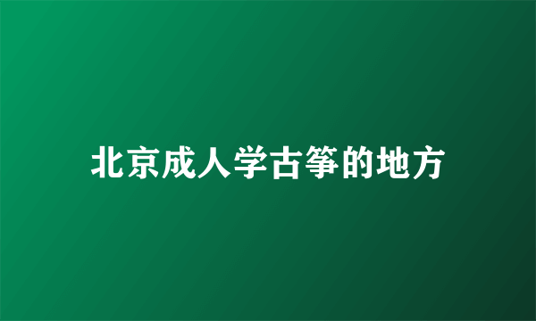 北京成人学古筝的地方