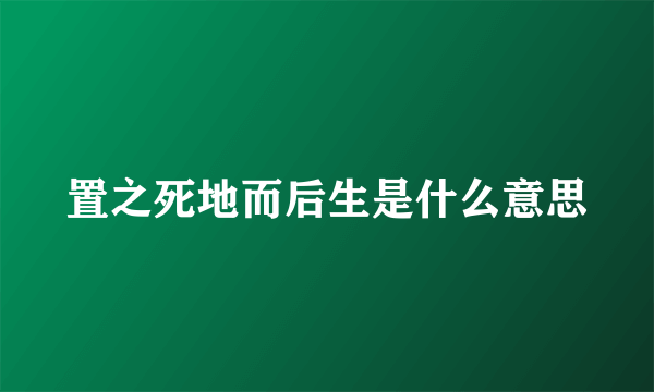 置之死地而后生是什么意思