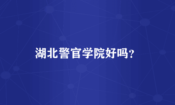 湖北警官学院好吗？