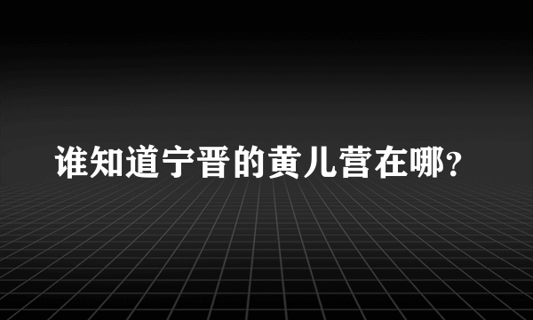 谁知道宁晋的黄儿营在哪？