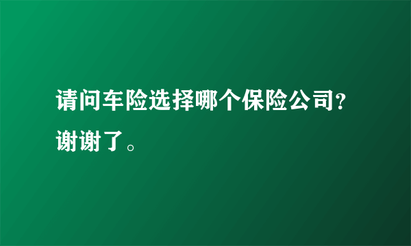 请问车险选择哪个保险公司？谢谢了。