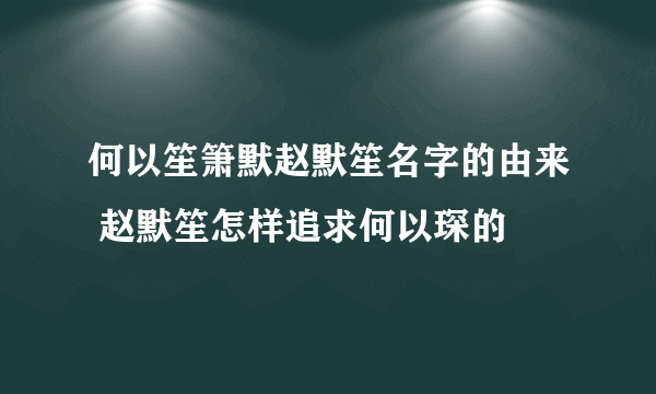 何以笙箫默赵默笙名字的由来 赵默笙怎样追求何以琛的