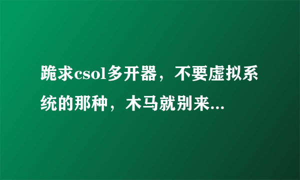 跪求csol多开器，不要虚拟系统的那种，木马就别来了，能查出来，谢谢，可追分