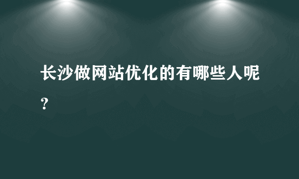 长沙做网站优化的有哪些人呢？