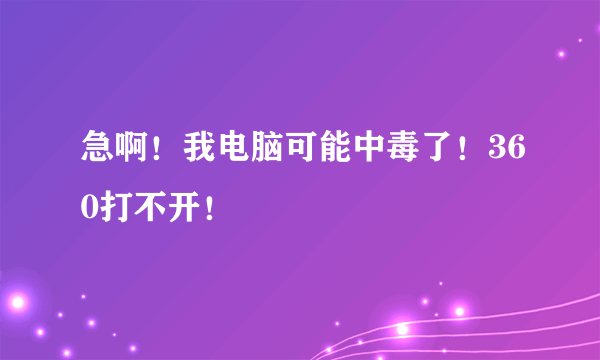 急啊！我电脑可能中毒了！360打不开！