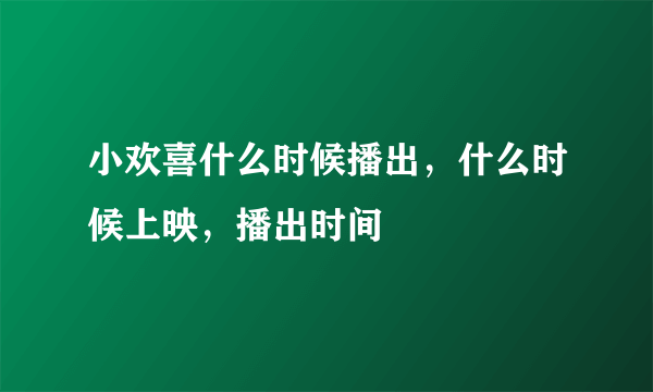 小欢喜什么时候播出，什么时候上映，播出时间