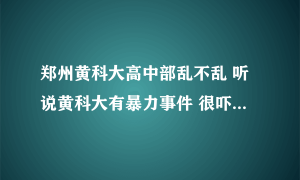 郑州黄科大高中部乱不乱 听说黄科大有暴力事件 很吓人 不知道高中部乱不乱