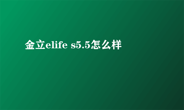 金立elife s5.5怎么样