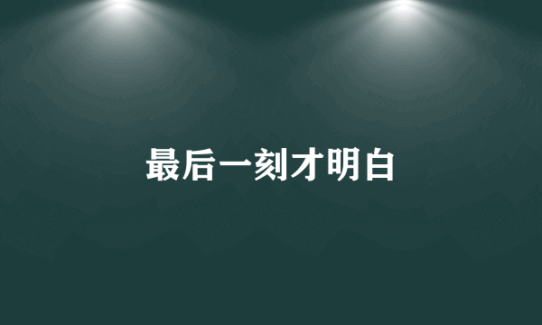 最后一刻才明白