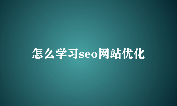 怎么学习seo网站优化