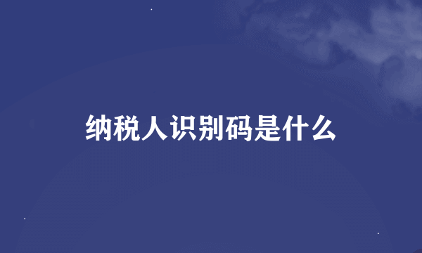 纳税人识别码是什么