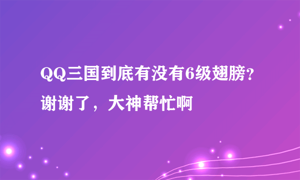 QQ三国到底有没有6级翅膀？谢谢了，大神帮忙啊