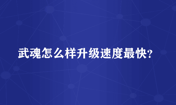 武魂怎么样升级速度最快？