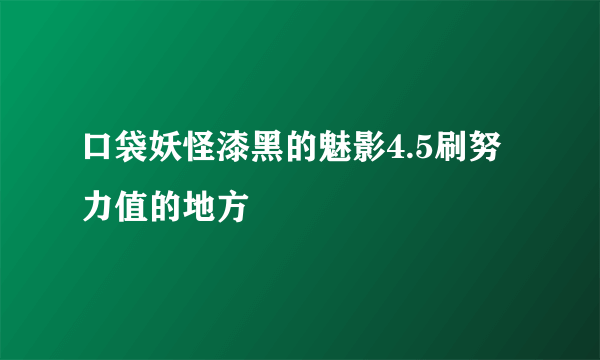 口袋妖怪漆黑的魅影4.5刷努力值的地方