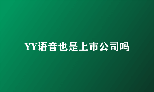YY语音也是上市公司吗