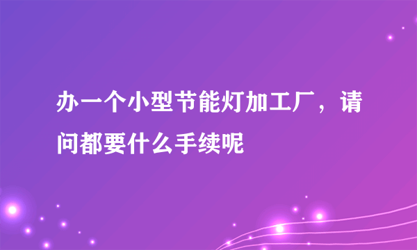 办一个小型节能灯加工厂，请问都要什么手续呢