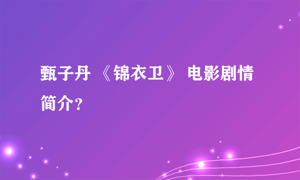 甄子丹 《锦衣卫》 电影剧情简介？
