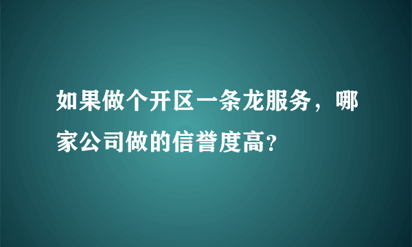 如果做个开区一条龙服务，哪家公司做的信誉度高？
