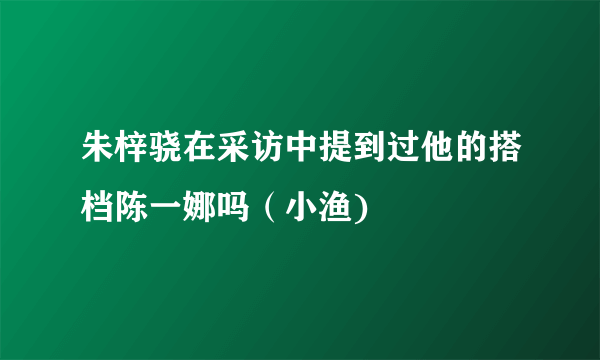 朱梓骁在采访中提到过他的搭档陈一娜吗（小渔)