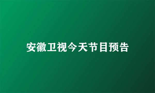 安徽卫视今天节目预告