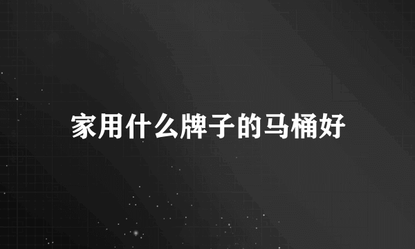家用什么牌子的马桶好