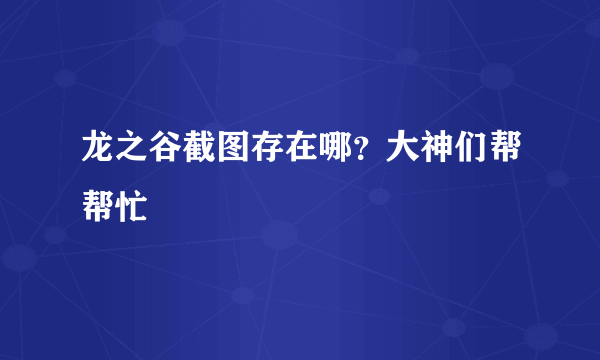 龙之谷截图存在哪？大神们帮帮忙