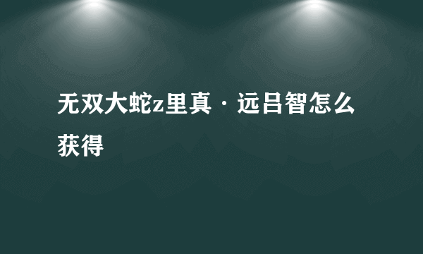 无双大蛇z里真·远吕智怎么获得
