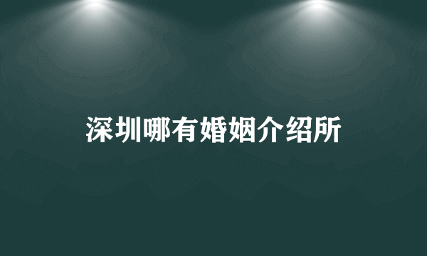 深圳哪有婚姻介绍所