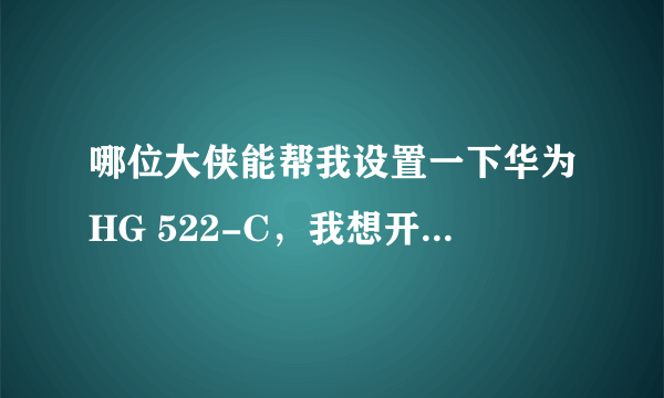 哪位大侠能帮我设置一下华为HG 522-C，我想开机自动上网，最好有人远程协助帮我 ，我是个菜鸟啊。。。。。