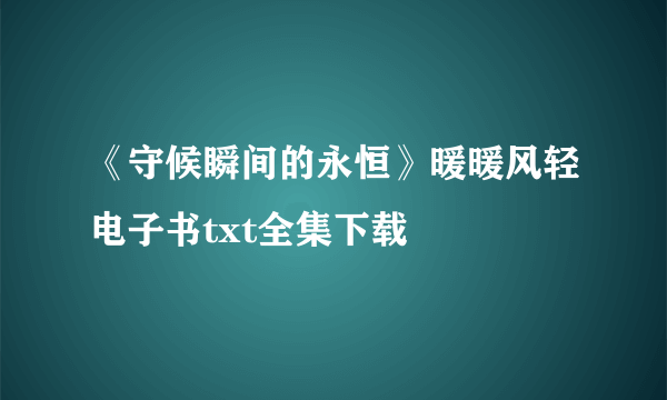 《守候瞬间的永恒》暖暖风轻电子书txt全集下载