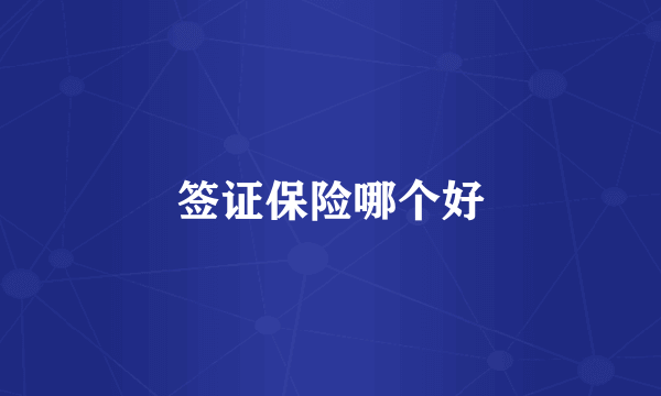 签证保险哪个好