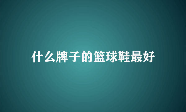 什么牌子的篮球鞋最好