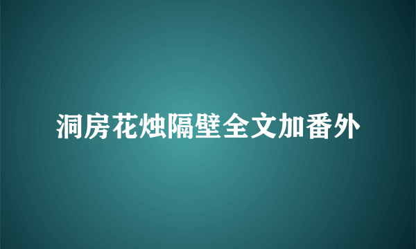 洞房花烛隔壁全文加番外