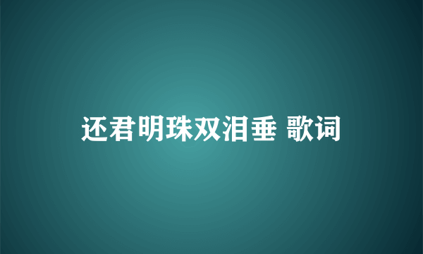 还君明珠双泪垂 歌词