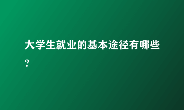 大学生就业的基本途径有哪些?