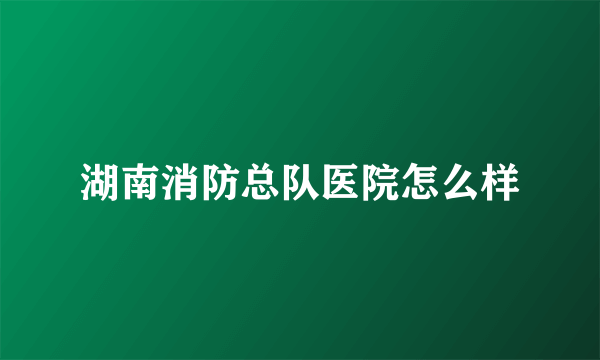 湖南消防总队医院怎么样