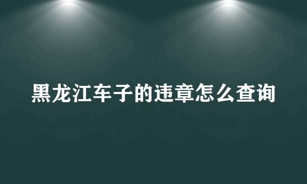 黑龙江车子的违章怎么查询
